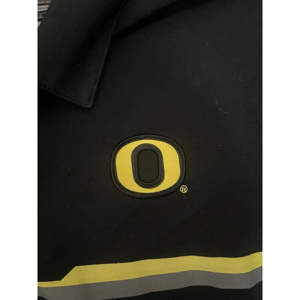 Nike Oregon Ducks Dri-FIT Polo Shirt Mens Large Black Yellow Swoosh Golf Tee